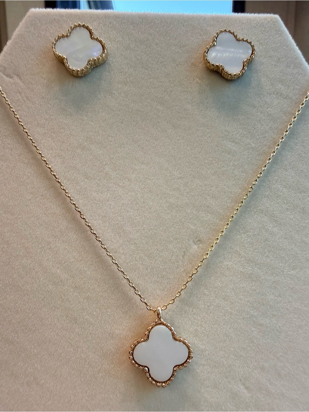 Retired Park Lane White Lana / Icon Pendant Necklace with Matching Stud Earrings